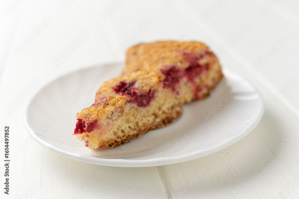 Delicious Slice of Raspberry Cake on White Plate: A Tasty Dessert Photography Delicious Slice of Raspberry Cake on White Plate: A Tasty Dessert Photography