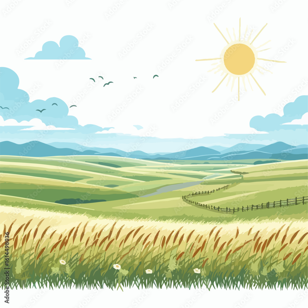 Obraz premium meadow vector illustration