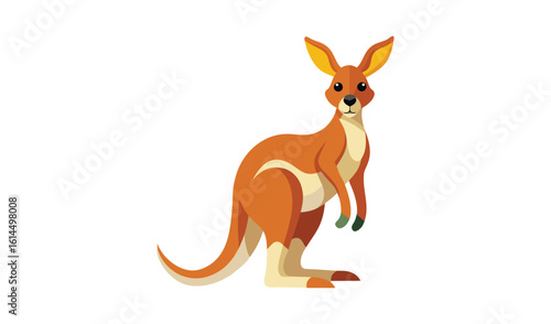 Cute cartoon kangaroo standing and looking forward