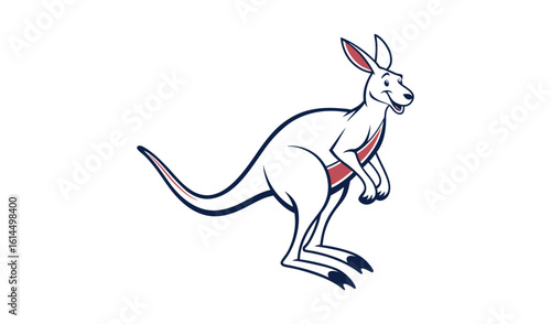 Cartoon kangaroo standing isolated on white background