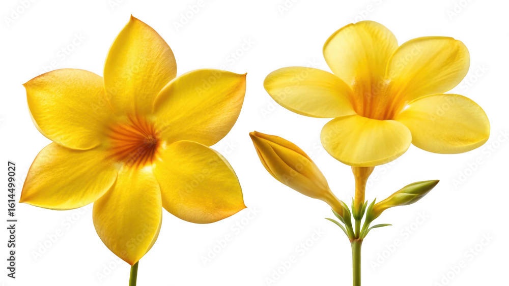 Fototapeta premium Allamanda Cathartica Flower and Golden Trumpet Flower on transparent background