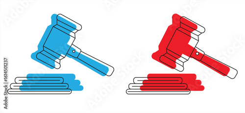 Judge's gavel icon, Wooden gavel for auction or court decision, Symbol of law, justice and legislation, Concept of legal system for justice, vector illustration.

