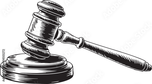 Engraved Gavel and Sound Block Vector Illustration for Legal and Auction Themes