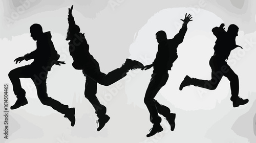 Silhouettes of man jumping
