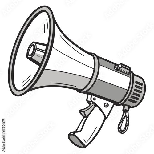 Retro style cartoon megaphone illustration with a white background
