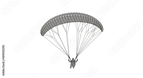 Paragliding concept. Illustration of a person in mid-air using a parachute canopy for recreational flight or sport. Vector illustration.