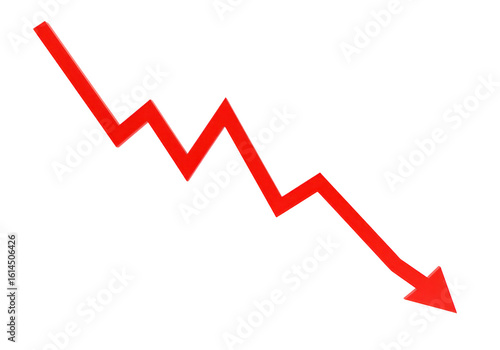 Free Download A sharp red arrow indicates a downward trend, representing decline and loss isolated on transparent background - GFXLoad