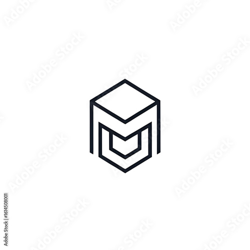 3D cube house icon for real estate business concept illustration
