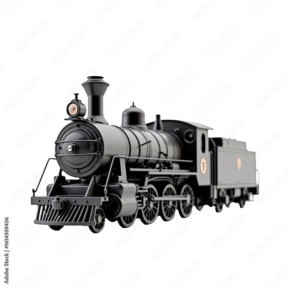 Naklejka premium A detailed rendering of a vintage steam locomotive.