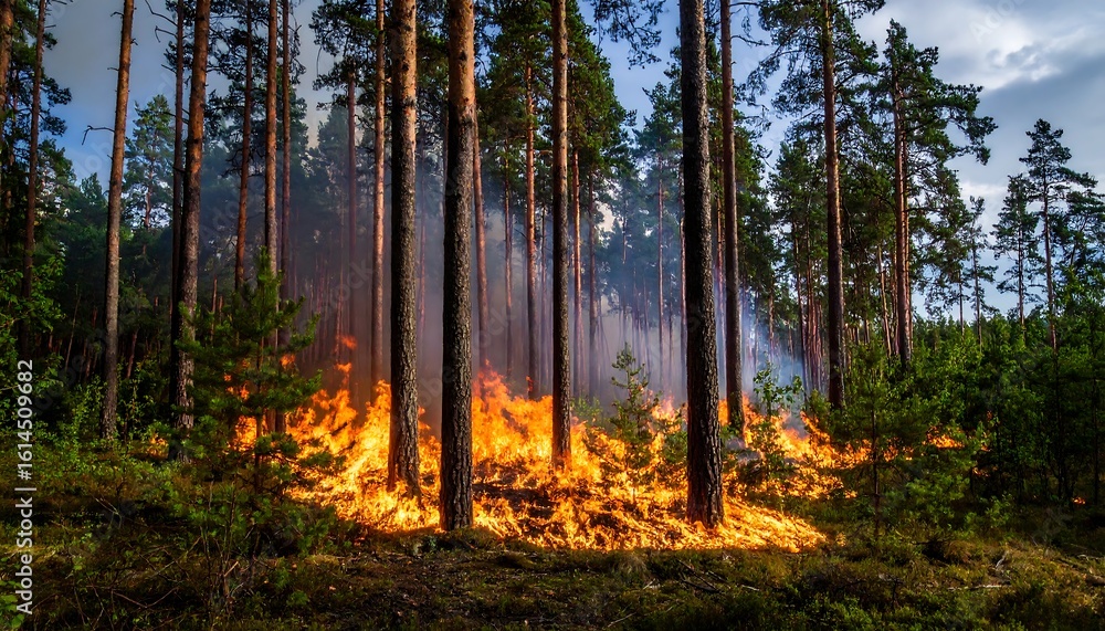 Obraz premium Forest fire landscape (1)