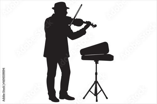 Silhouette of a Violinist Playing in a Concert