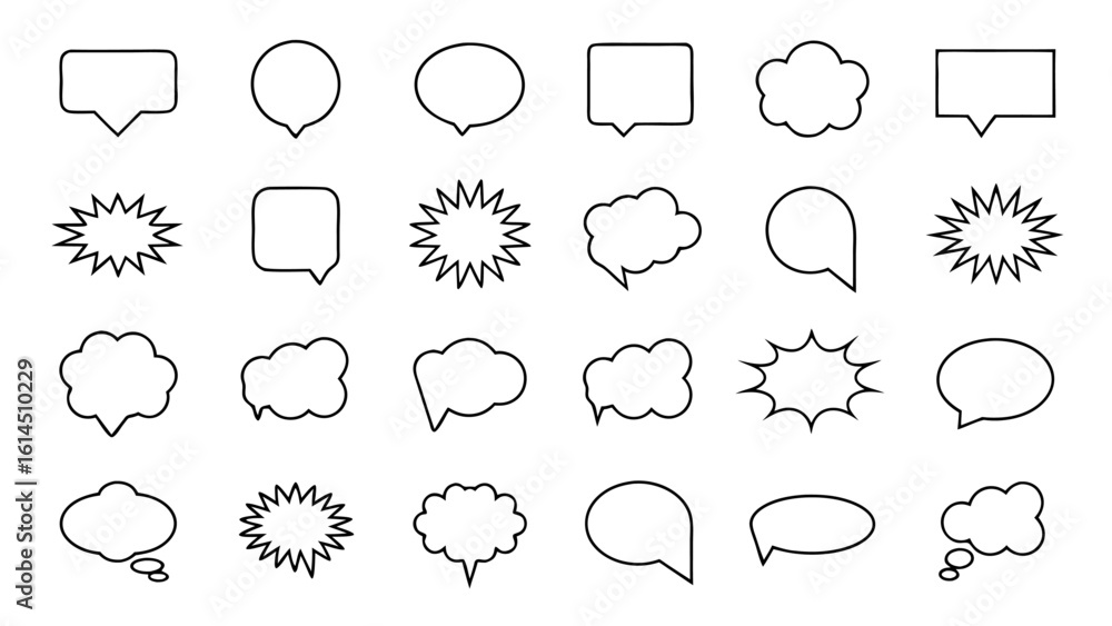 Fototapeta premium Set of Hand Drawn Speech Bubbles on tranparent background