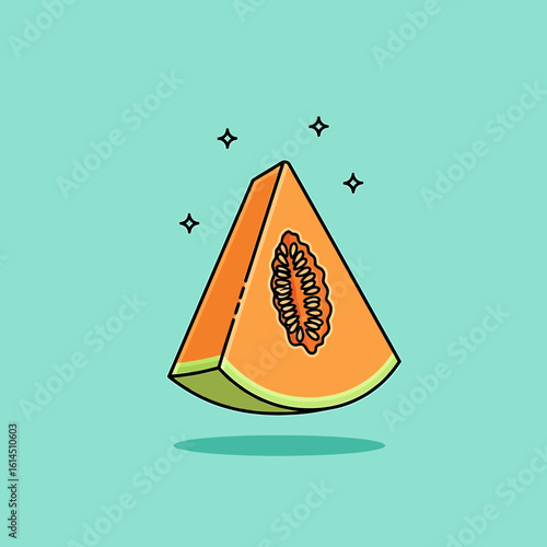Vibrant Cantaloupe Slice Illustration:  A Fresh Summer Fruit Design
