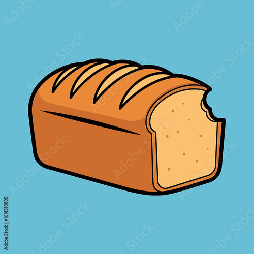 Cartoon loaf of bread with a bite taken out, outlined in black