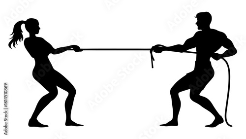 silhouette of a tug of war