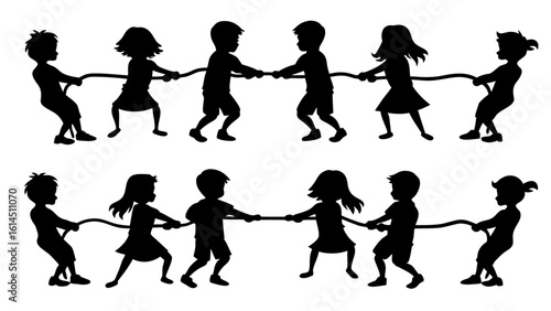 silhouette of a tug of war