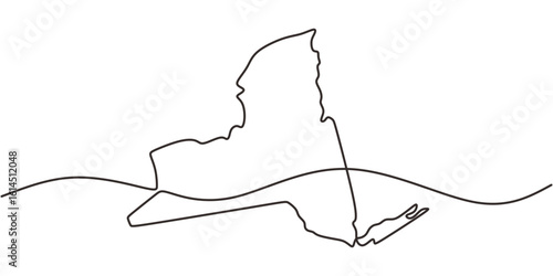 New York City map in continuous one line drawing. Minimalist hand drawn symbol for urban travel.