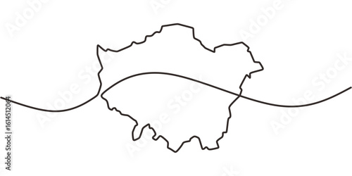 London city map continuous one line drawing. European travel and urban geography concept. Vector.