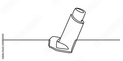 Asthma inhaler one continuous line drawing. Minimalist vector object for a clinic or healthcare.