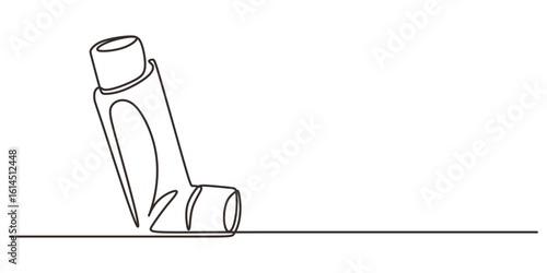 Medical inhaler for asthma, one line drawing. Minimalist vector design element for medical design.