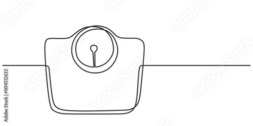 Minimalist one line drawing of medical scales. Vector illustration minimalism loss weight symbol.