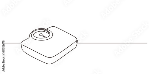 One Line Drawing of a Bathroom Scale. Minimalist Vector Illustration for Health and Fitness Concept