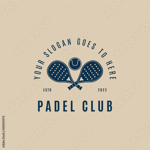 padel sport logo vector, padel club logo minimalist vector illustration design template