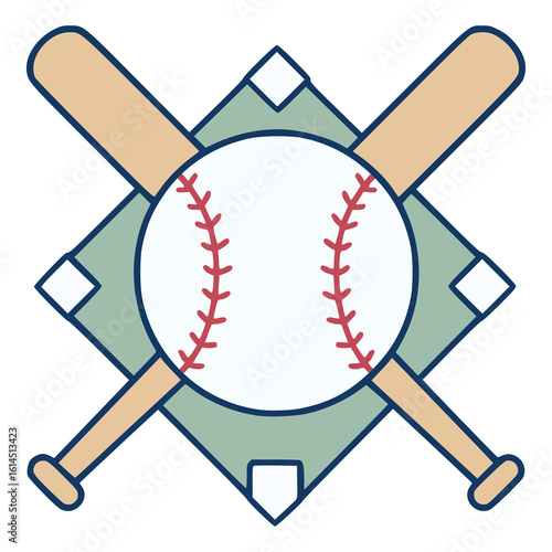 baseball championship emblem badge flat color vector illustration template design