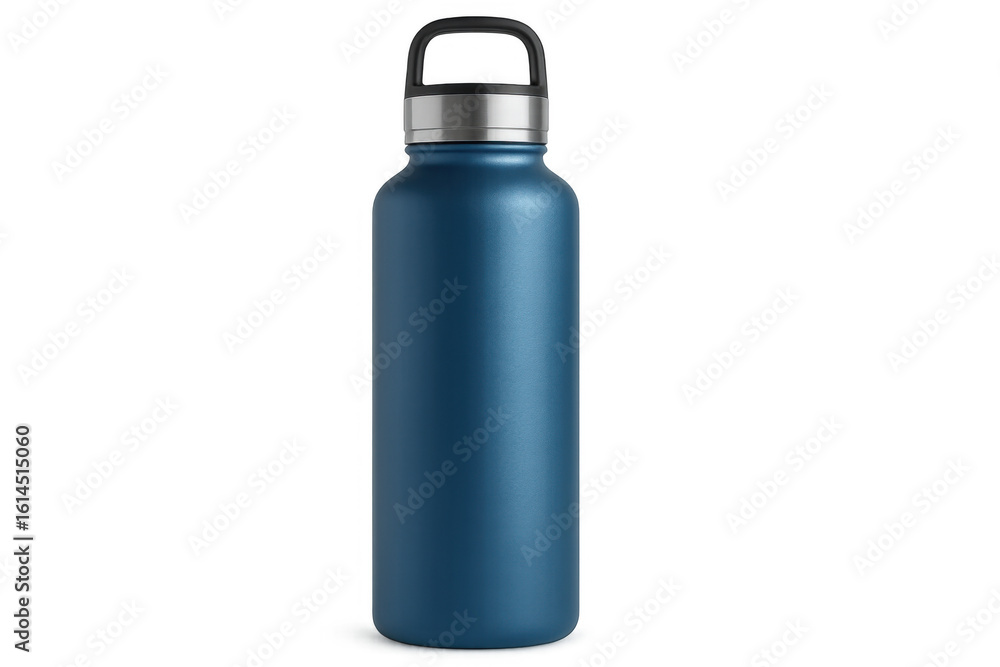 Blue Metal Water Bottle on Transparent Background Blue Metal Water Bottle on Transparent Background