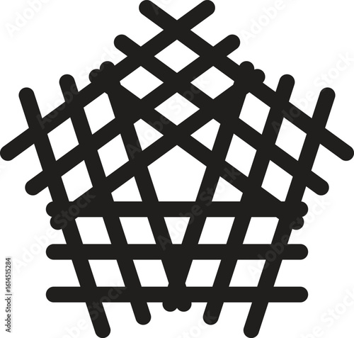 Photos Abstract black and white graphic design of a pentagon shape formed by intersecti