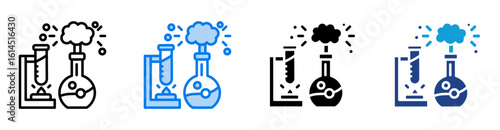 Chemical reaction icon set multiple style collection