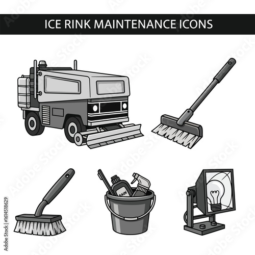 Ice rink maintenance equipment icons Zamboni