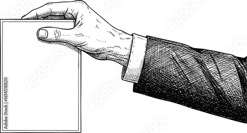 Hand holding blank card mockup illustration vector design for business presentation and advertising
