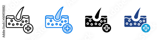 Dermatology icon set multiple style collection