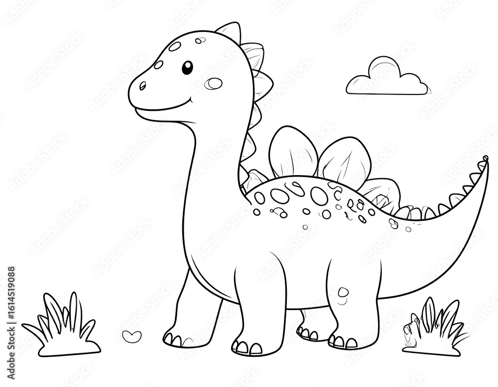 Obraz premium Cute, outlined dinosaur coloring page