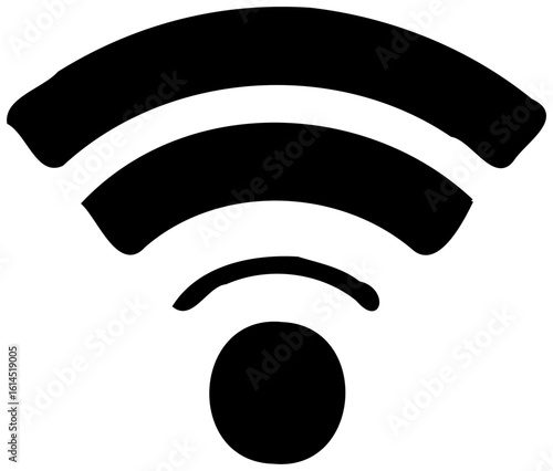 Simple black wireless signal icon, representing connectivity and network access.
