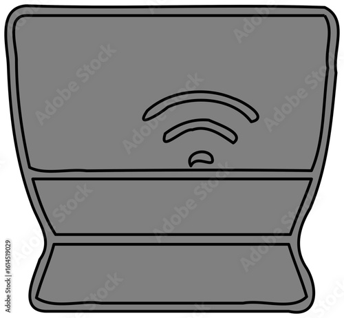 Wireless charging pad with two compartments, gray, simple design.