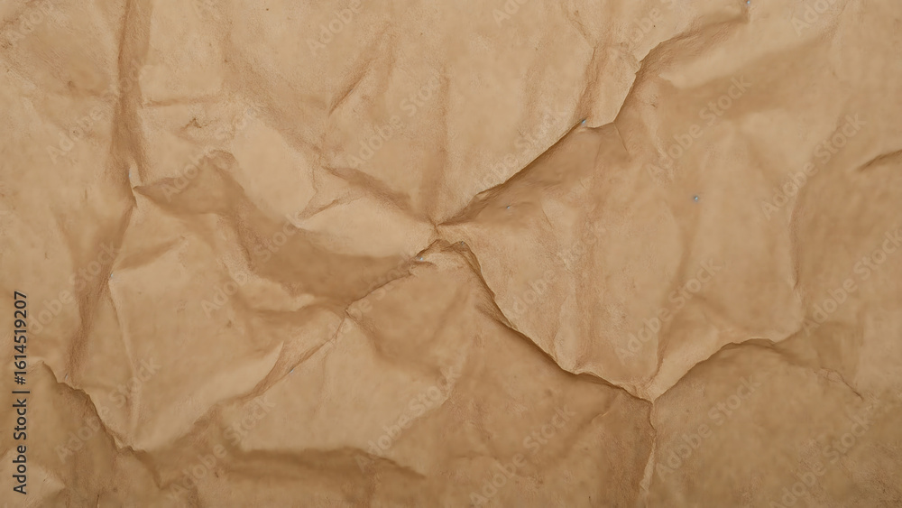 Obraz premium Crumpled Brown Kraft Paper Texture – Recycled Look