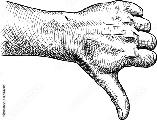 Thumbs down hand drawing vector illustration sketch disapproval icon negative feedback symbol art