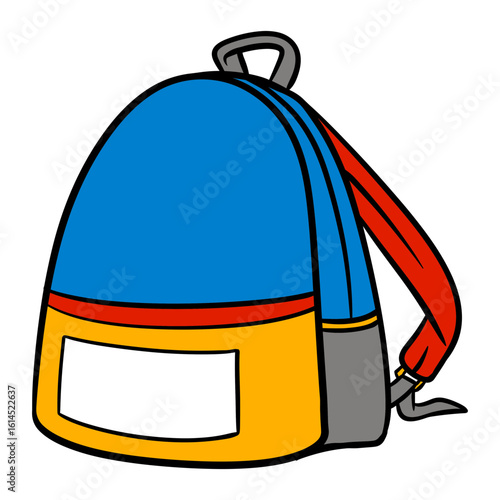 Colorful Handdrawn School Backpack Design Element with Black Outline Icon