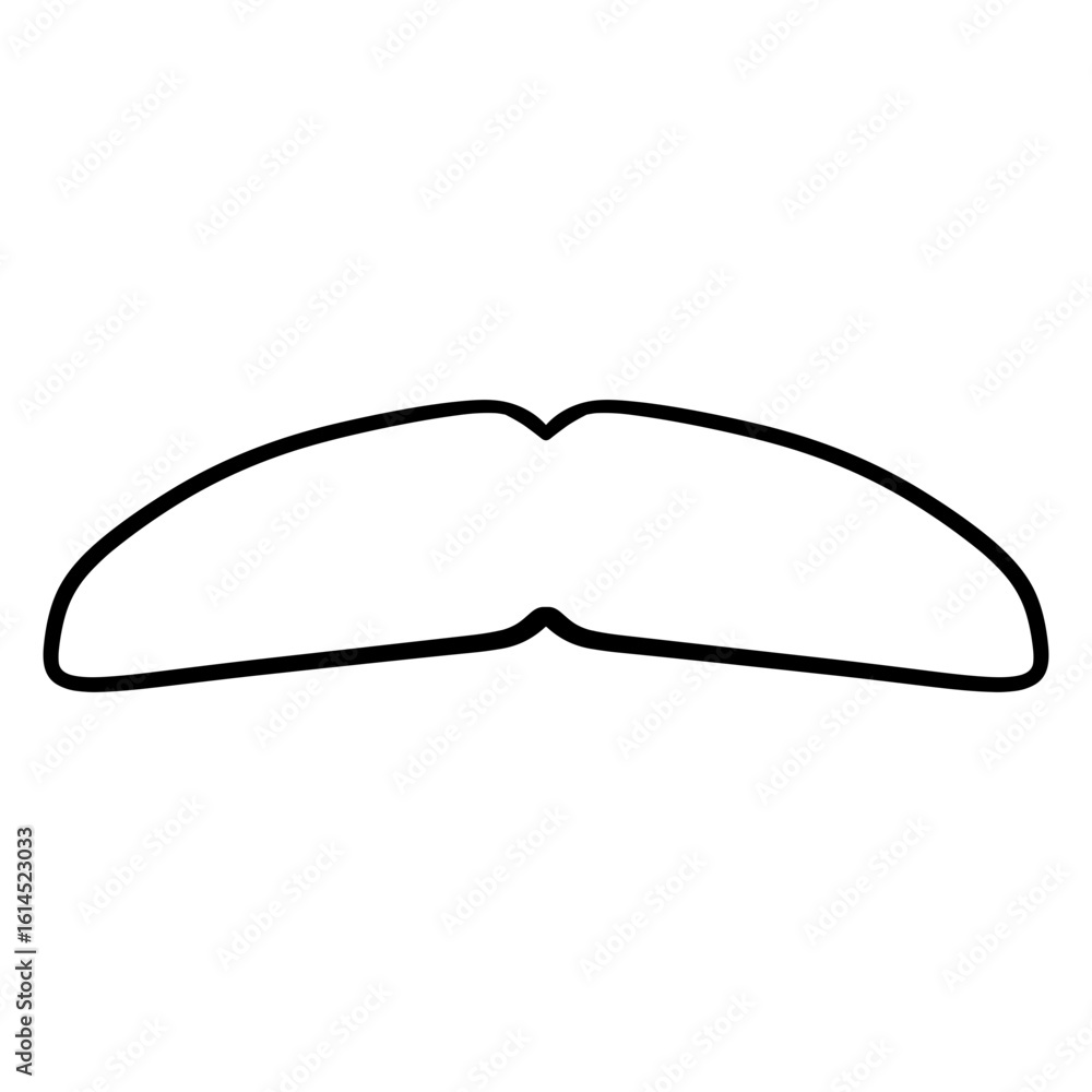 Fototapeta premium Minimalist Outlined Mustache Graphic Representation Isolated on White Background