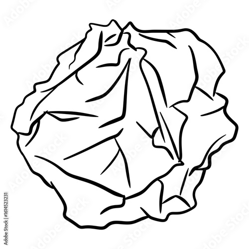 Simple Line Art Crumpled Paper Ball Sketch Shape Graphic Element