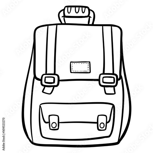 Handdrawn Simple Backpack Rucksack Knapsack Schoolbag Luggage Baggage Line Art Illustration