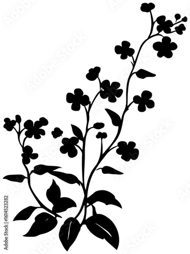 Botanical Corner Frame with Forget Me Not Silhouette