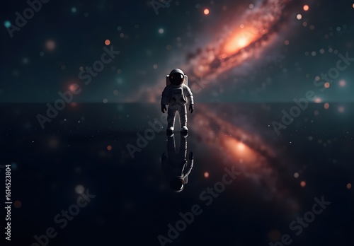 Astronaut in Vast Cosmic Space Scene