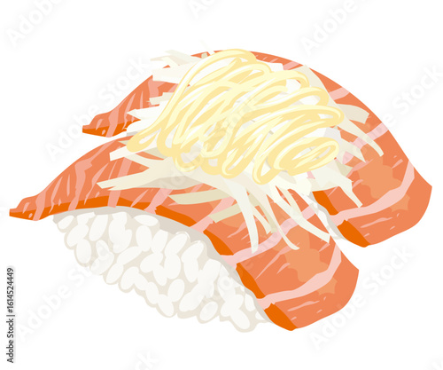 オニオンマヨネーズ乗せサーモン寿司