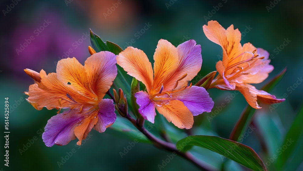 Fototapeta premium Close-up of three vibrant flowers (1)