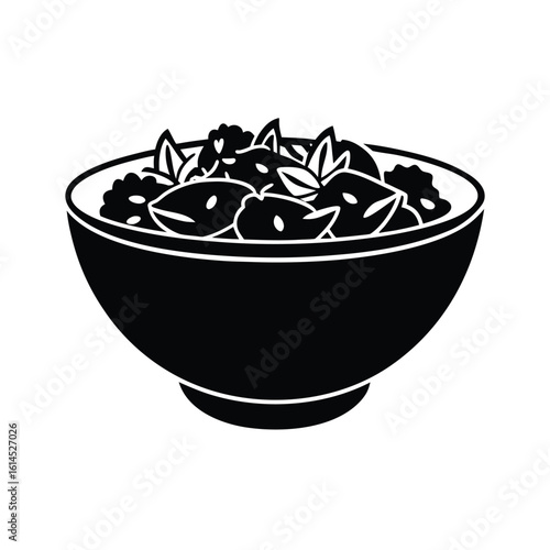 Bowl of Mixed Salad with Fresh Vegetables on a White Background Design