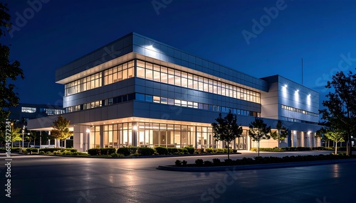 Modern office building at night (1)