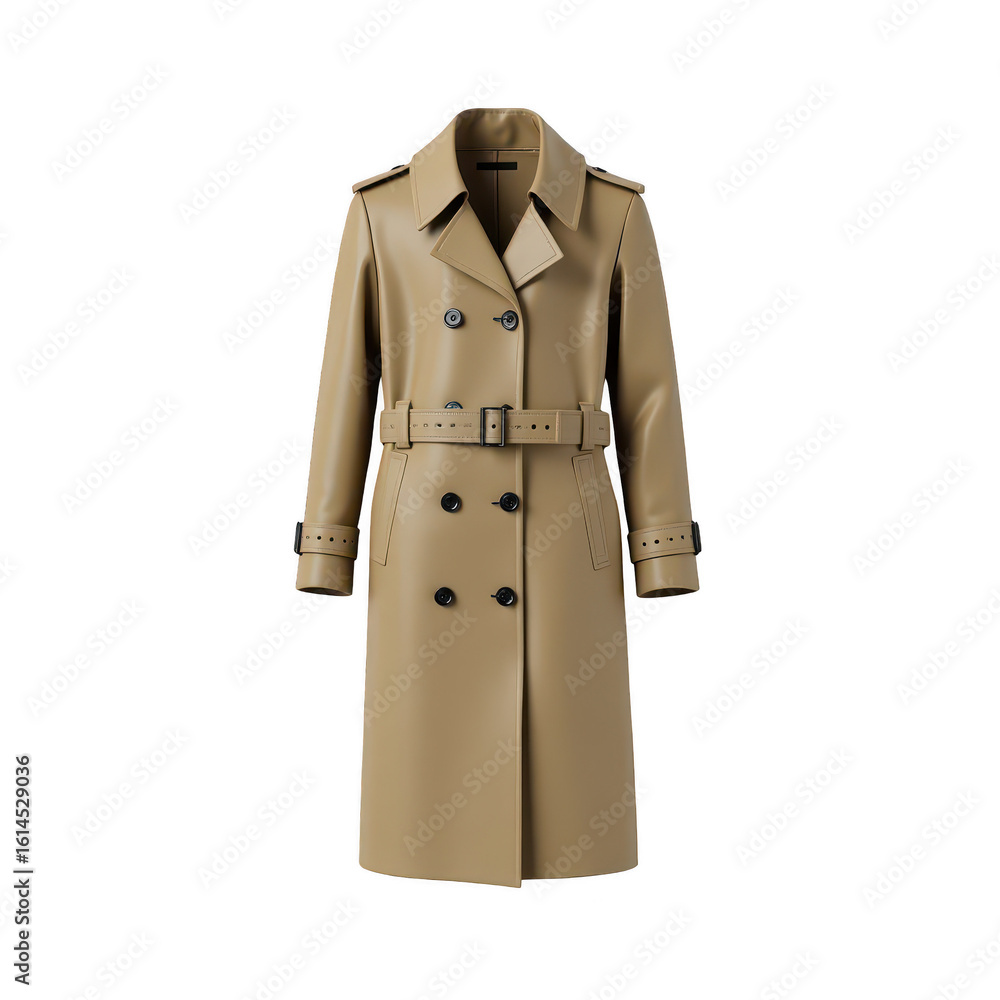 Naklejka premium A light beige trench coat with a belt.